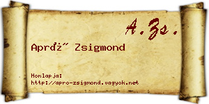 Apró Zsigmond névjegykártya